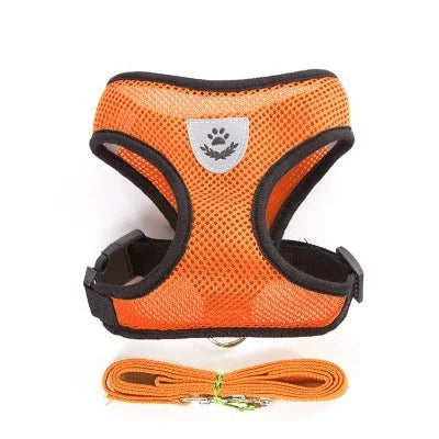 Adjustable Mesh Dog & Cat Harness with Leash – Breathable Reflective Pet Vest