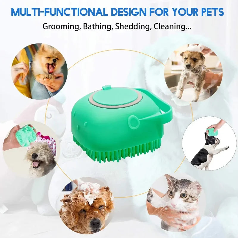Pet Shampoo Massager Brush – Soft Grooming & Bathing Tool for Dogs and Cats