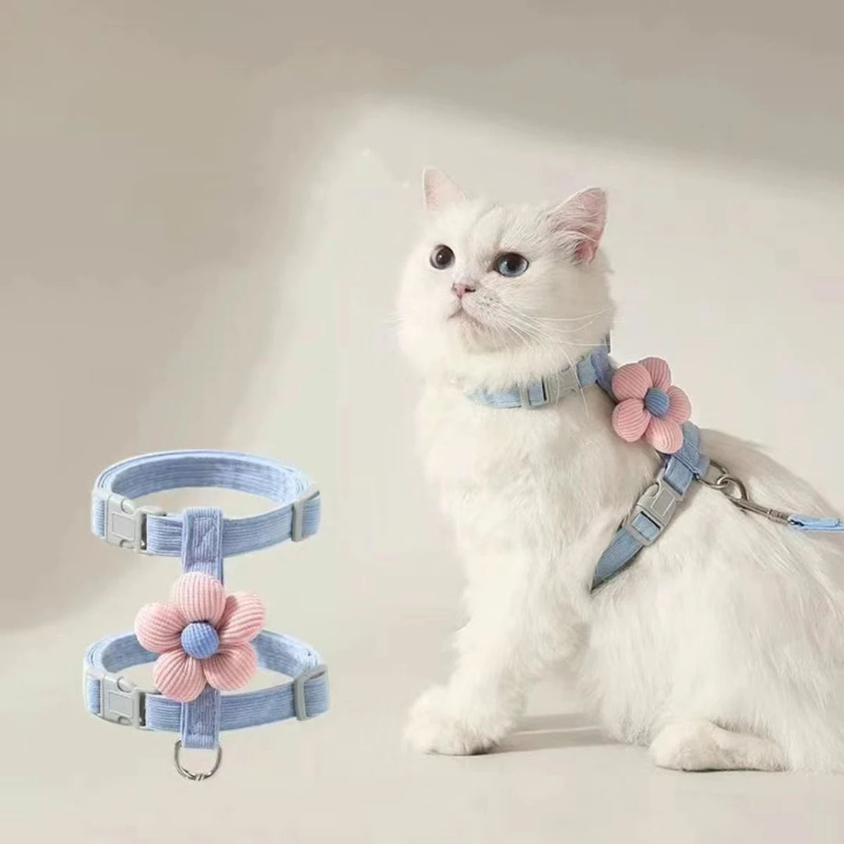 Cute Cat Harness and Leash Set – Adjustable Pet Vest for Small Dogs and Cats