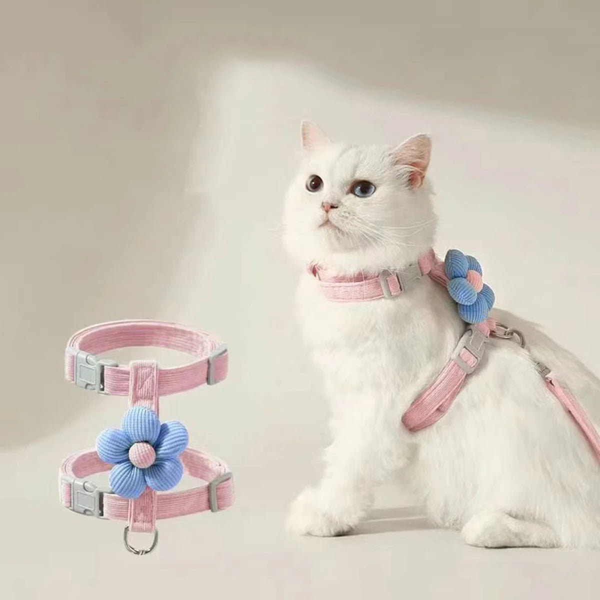 Cute Cat Harness and Leash Set – Adjustable Pet Vest for Small Dogs and Cats