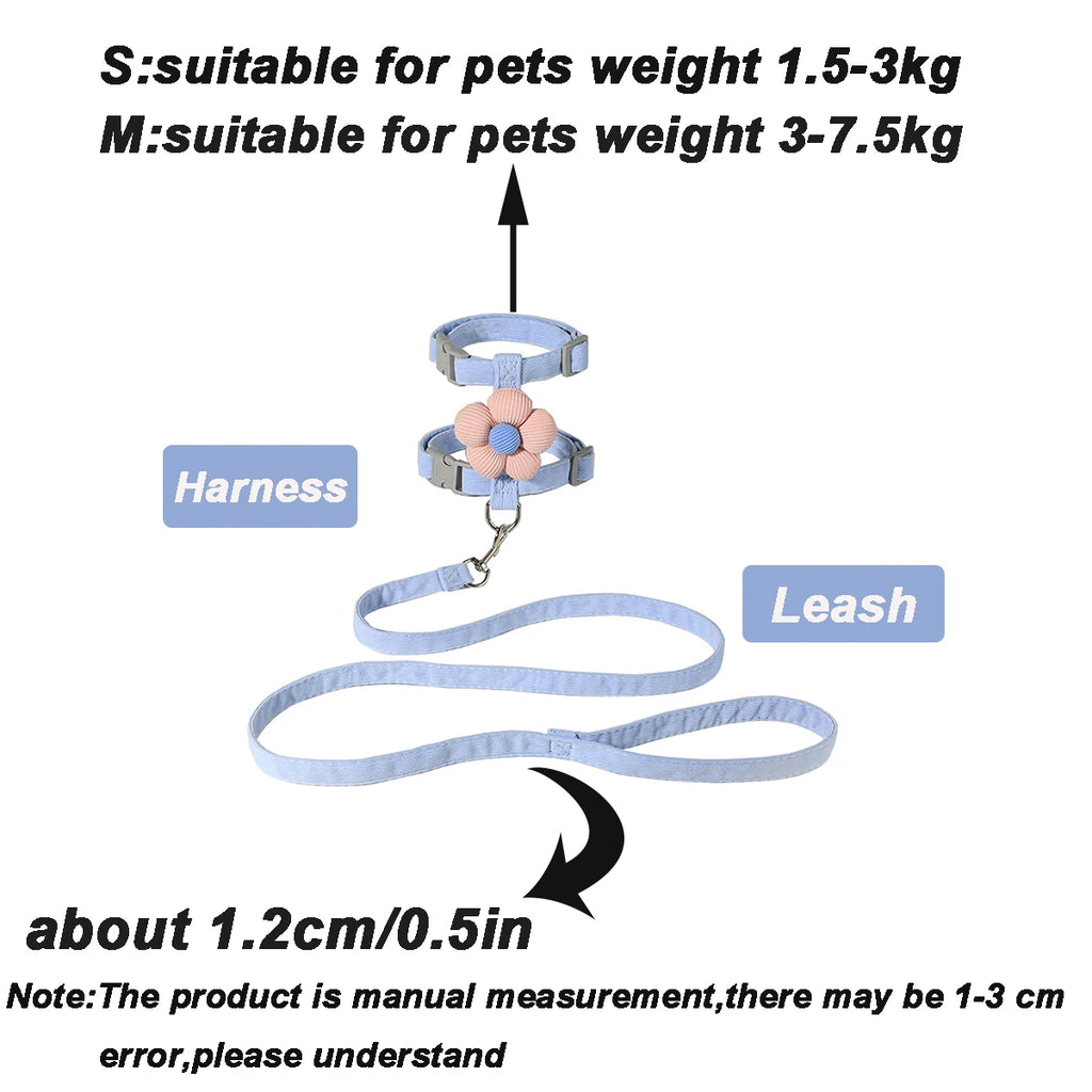 Cute Cat Harness and Leash Set – Adjustable Pet Vest for Small Dogs and Cats